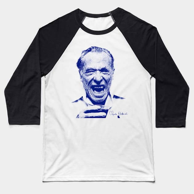 Charles Bukowski - Classic Sketch Baseball T-Shirt by NavyVW